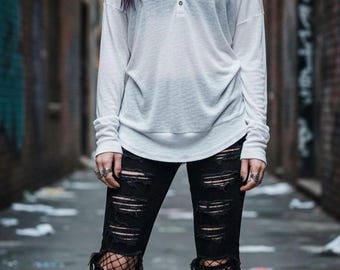 Oversized White Henley