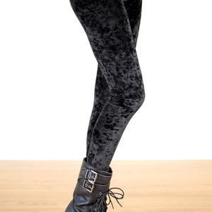 90's Grunge Black Crushed Velvet Leggings image 2