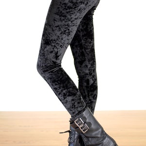 90's Grunge Black Crushed Velvet Leggings image 3