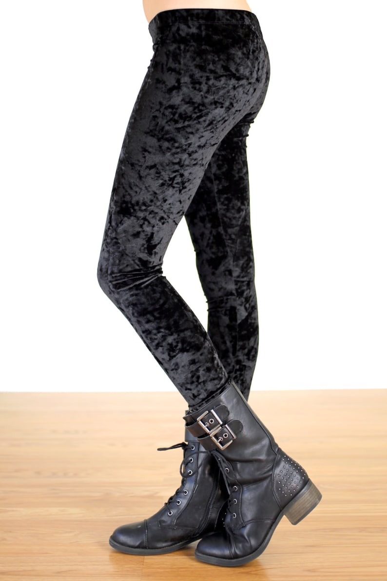 90's Grunge Black Crushed Velvet Leggings image 3