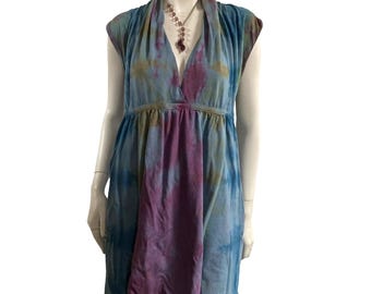 Grecian Goddess Pocket Dress - Blue Tie Dye
