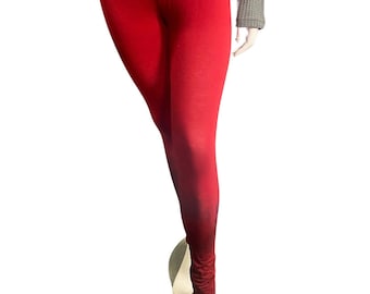 Red  Leggings With Black Sprayed Bottoms