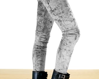 90's Silver Gray Grunge Crushed Velvet 