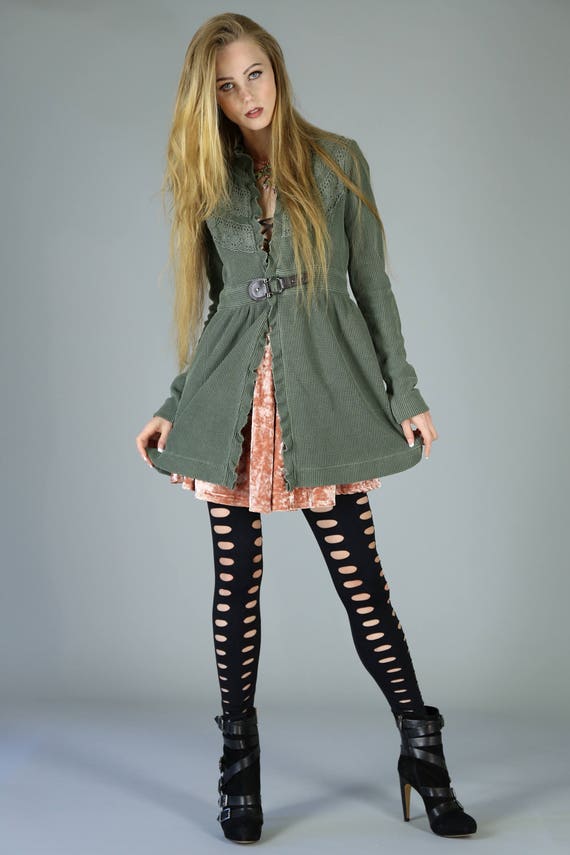 SALE!!! Sgt. Pepper Thermal Boho Jacket, Olive Green, Flash Sale size small left only