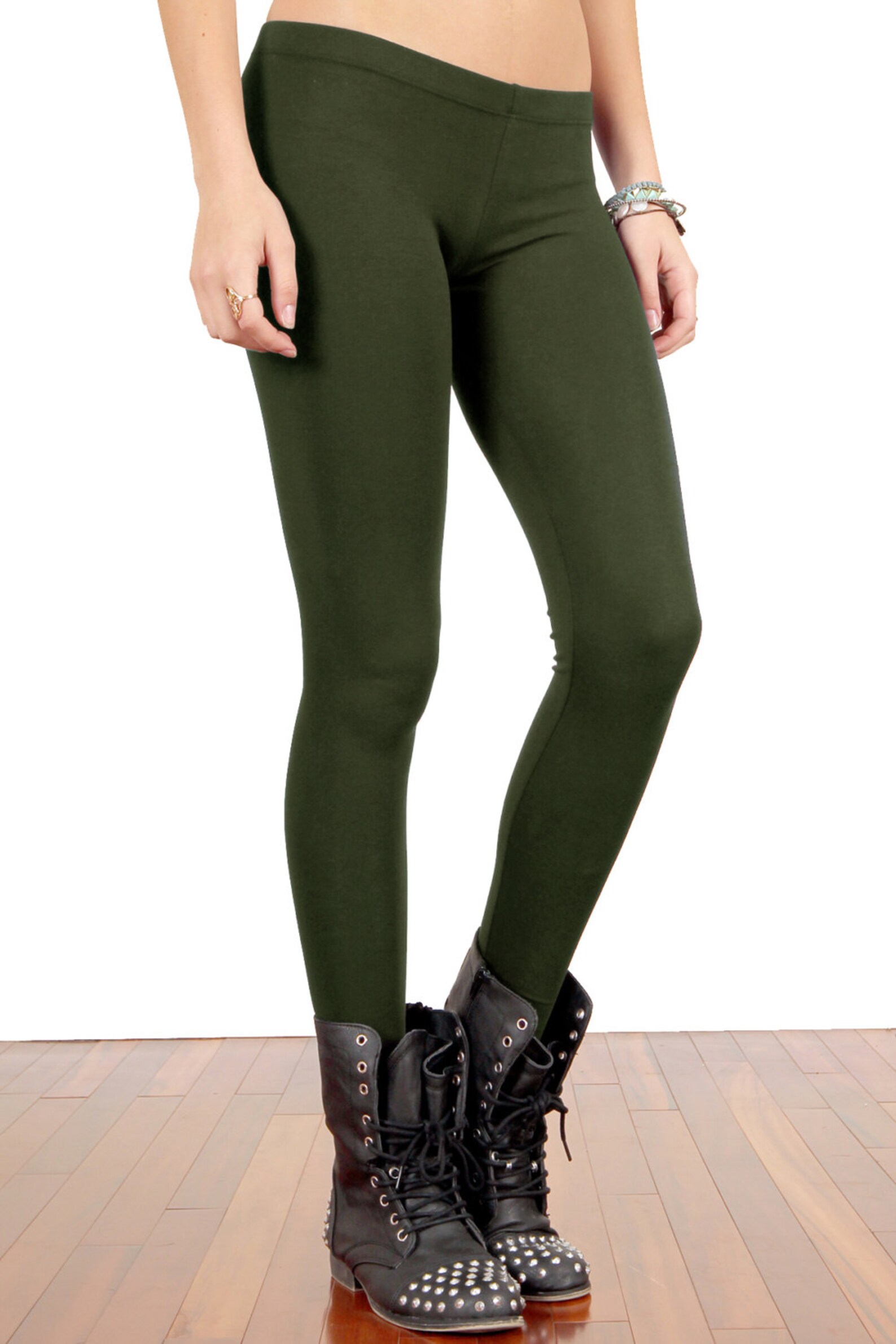 Dark Olive Green Leggings Etsy