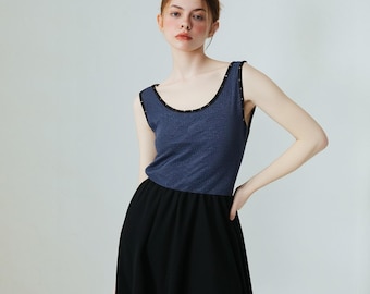 Black Acid wash, BabyDoll Tank Dress  Cotton Jersey Dress Size Medium/Large