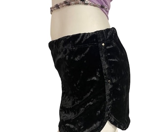 Black velvet studded shorts