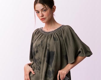 Sale!! Boho Victorian Acid Washed /bleached Tunic