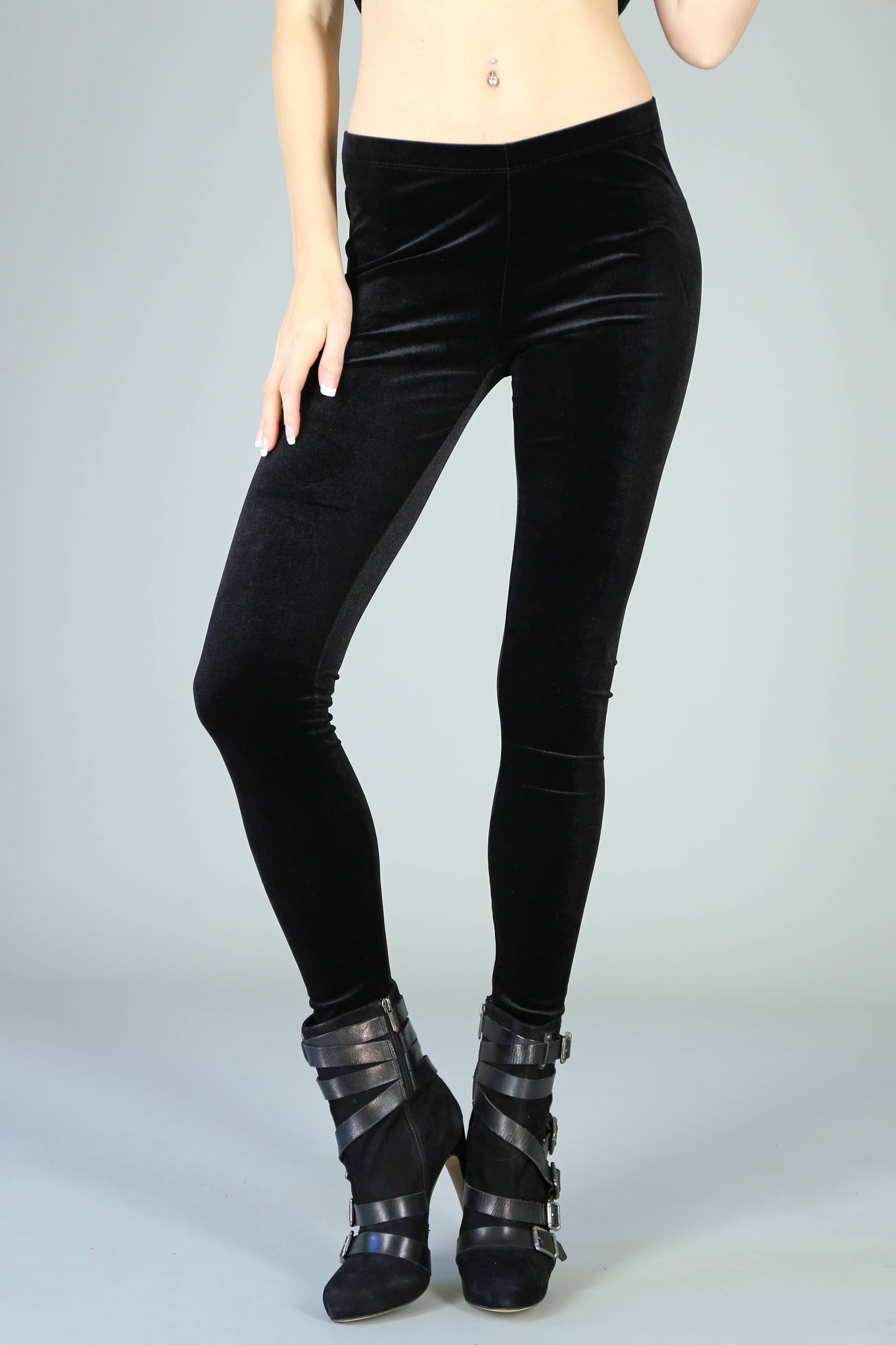 Black crushed velvet leggings  Polehog UK handmade clothing and