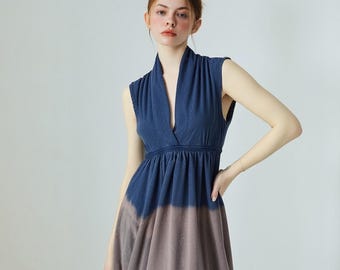 Grecian Goddess Pocket Dress -  Blue acid Ombré