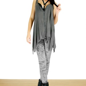 90's Silver Gray Grunge Crushed Velvet Leggings