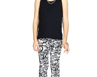Girls/Kids Swirl Printed Leggings For Riot Grrrls, Punk and Goth Kids