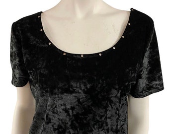 Sale! Velvet, Black ,Studded, Crop Top , witchy, Large/XLarge