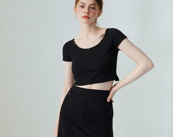 Black Studded Crop Top , witchy