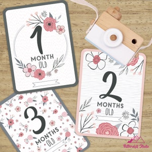 Cartes d'étape pour bébé fille (lot de 12)