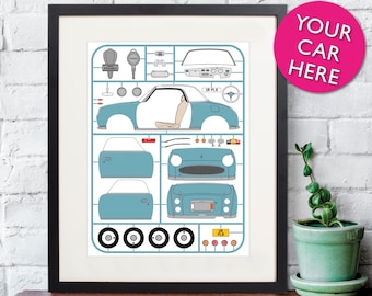 Personalised 'Supercharged' Car Kit Print