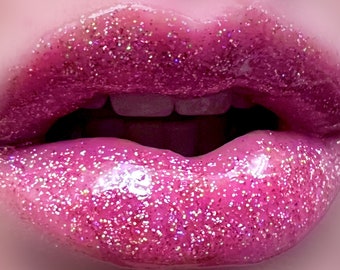 MISS KISS Liquid Lip Glaze - Holographic Rose and Gold Glitter Lip Gloss- Vegan Friendly, Cruelty Free