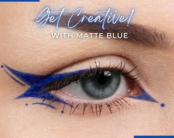 MATTE BLUE Eyeliner Eyeliner - Vegan Friendly, Etsy With Cake Water Cruelty Applicator Brush Free Activated