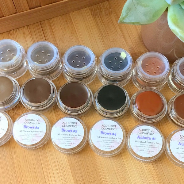 Pomada y polvo veganos para cejas (dúo) – Rellenador de cejas natural con pincel