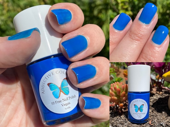 ELECTRIC BLUE Bright Blue Nail Polish 10 Toxin Free Neon Blue