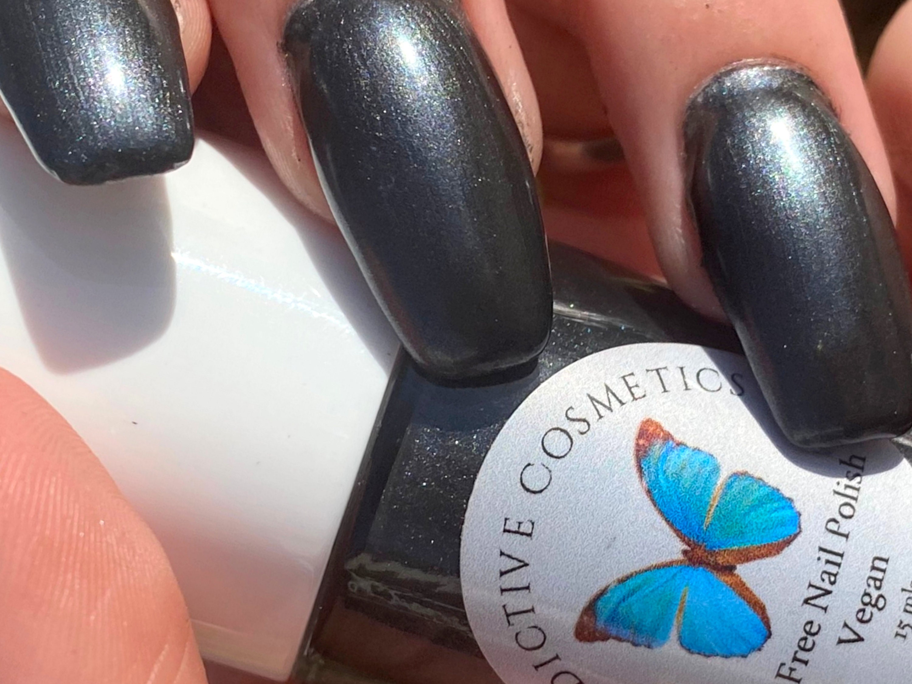 CYCLONE Dark Gray Nail Polish 10 Toxin Free Metallic Nail Polish