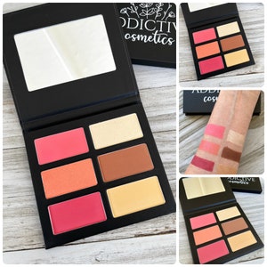 YEAR ROUND Mineral Powder Blush, Contour and Highlight Palette- Instructions Inside- All Natural, Vegan Friendly Cosmetics