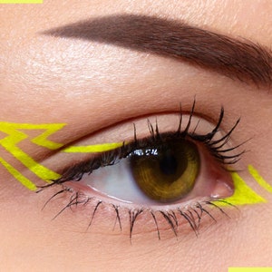 BRIGHT YELLOW Matte Cake Eyeliner with Applicator Brush- Water Activated Eyeliner- Vegan Friendly, Cruelty Free