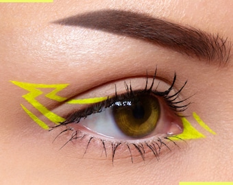 BRIGHT YELLOW Matte Cake Eyeliner with Applicator Brush- Water Activated Eyeliner- Vegan Friendly, Cruelty Free