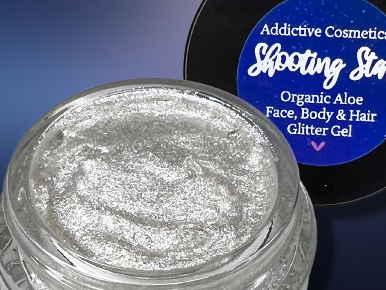 SHOOTING STAR All Natural Glitter Gel Aloe based, Vegan Friendly Glitter Makeup Gel for Eyes, Face, Hair and Body image 1