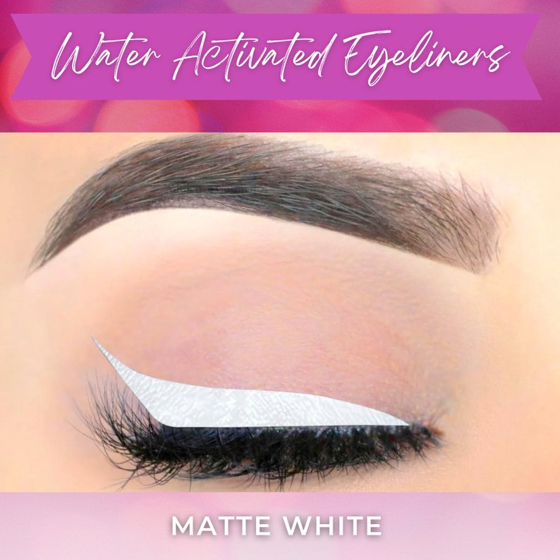 MATTE WHITE Cake Eyeliner With Applicator Brush Water Etsy