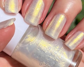 Esmalte de uñas Gemini White Gold Shimmer – Libre de 10 ingredientes nocivos, vegano