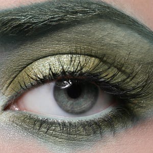 DIRTY LAUNDRY Olive Green Shimmer Eyeshadow and Eyeliner- All Natural Makeup, Vegan and Cruelty Free