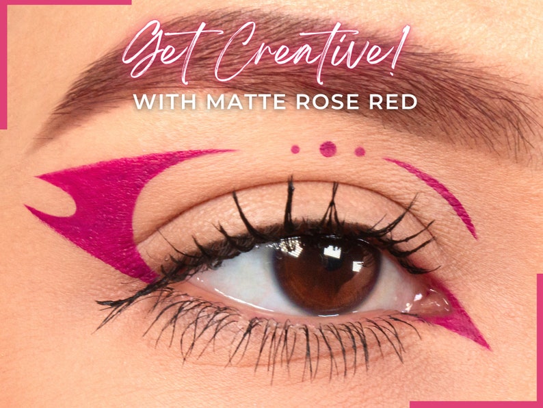 ROSE RED Matte Cake Eyeliner With Applicator Brush Water Etsy
