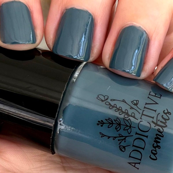 BLUE STEEL- Blue Gray Nail Polish- 10 Toxin Free Creme Nail Polish- Vegan Friendly, Cruelty Free