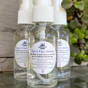EYE & FACE SERUM- A Clear, Oil Free Soothing Gel- All Natural- Vegan Friendly