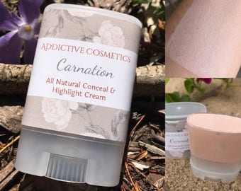 CARNATION Conceal and Highlight Cream- Use on Eyes, Cheeks and Lips! All Natural and Vegan Friendly.