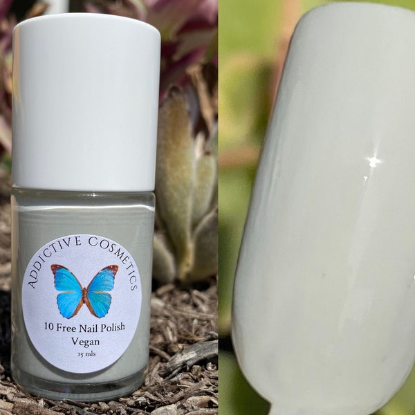 LAZY BONES Light Gray Nail Polish- 10 Toxin Free- Light Grey Creme Nail Polish- Vegan Friendly, Cruelty Free