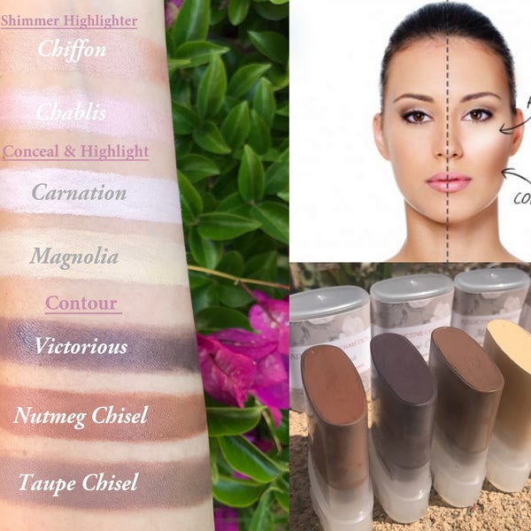 Contour Creams Kit- Use on Eyes, Cheeks and Lips! All Natural and Vegan Friendly.
