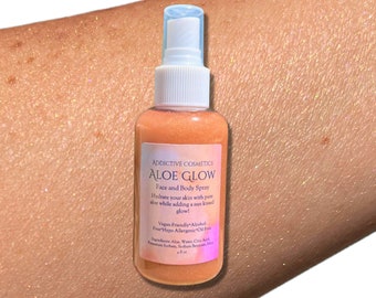 ALOE GLOW Shimmer Mist- Pure Aloe Hydration- Great for Face, Hair & Body!