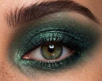 DANK Donkergroene glanzende oogschaduw: volledig natuurlijke make-up, veganistische oogschaduw of eyelinerpigment
