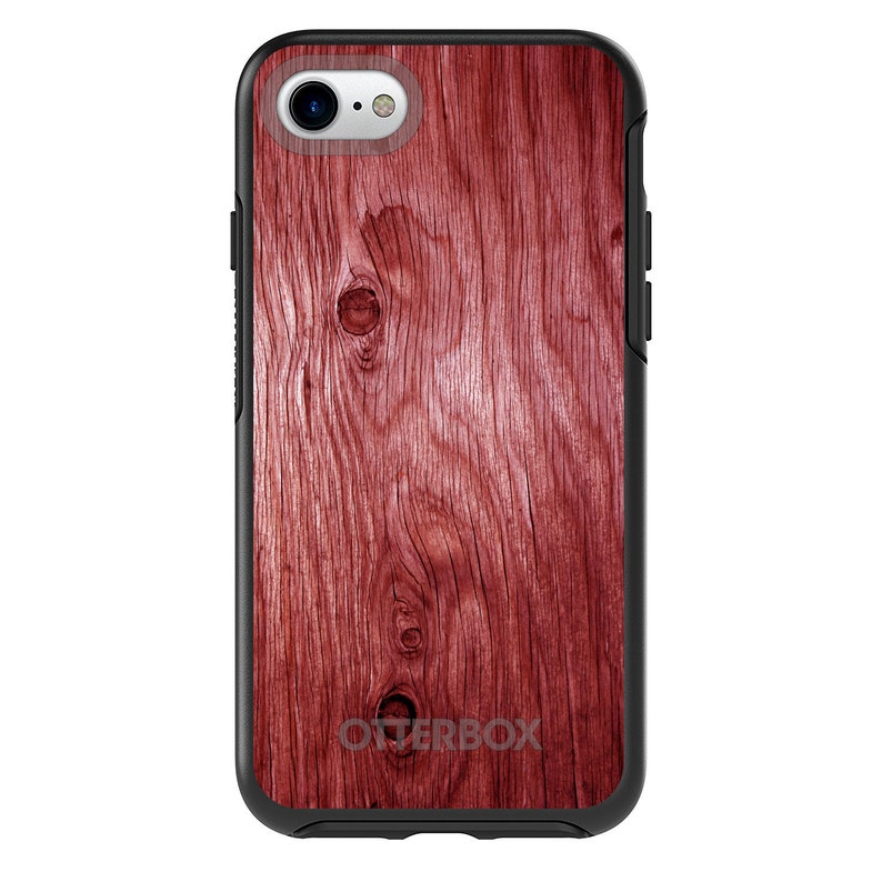 OtterBox Symmetry Dark Red Wethered Wood Grain Print Apple iPhone Samsung Galaxy CUSTOM Personalized Monogrammed image 3