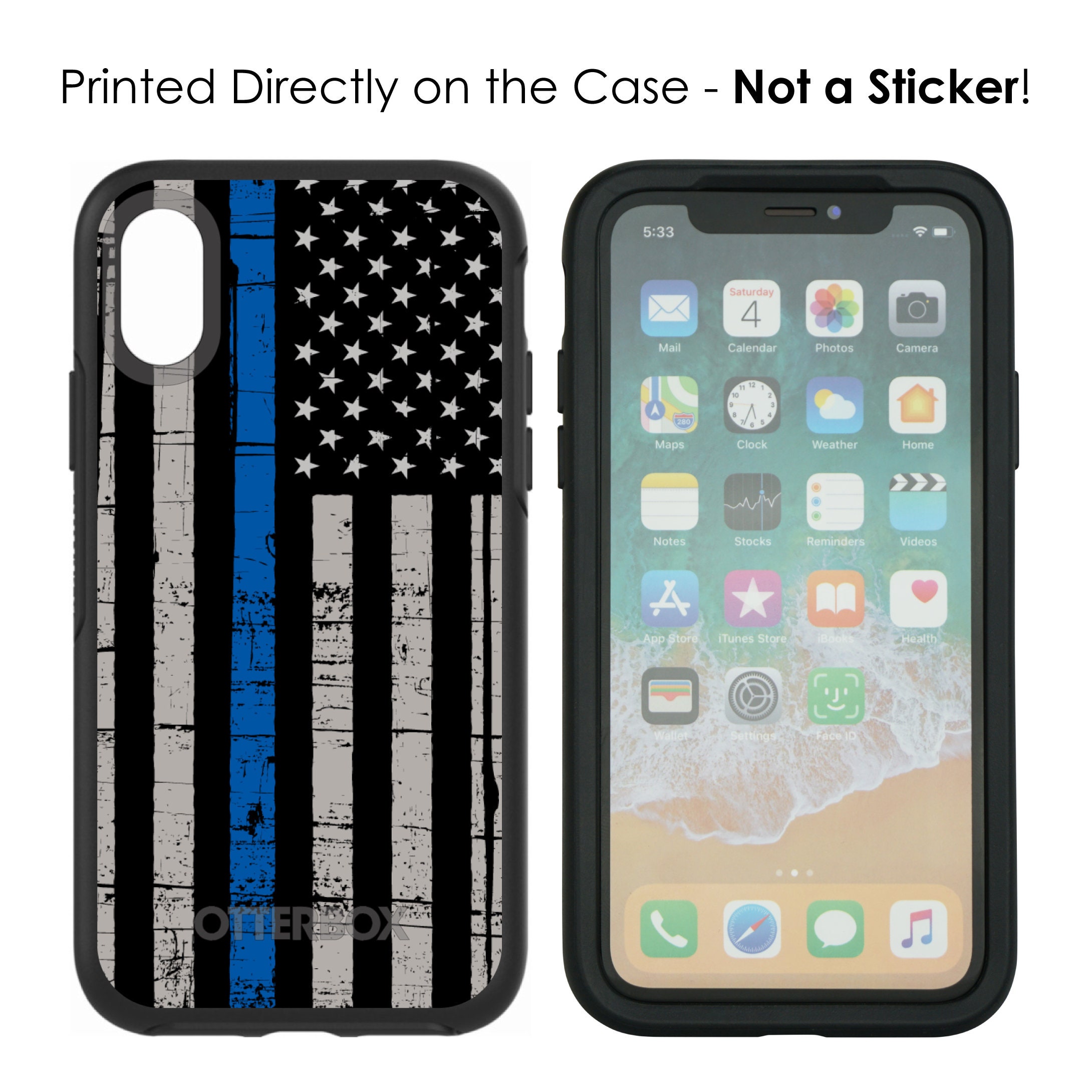 OtterBox Symmetry Weathered Thin Blue Line US Flag Apple | Etsy