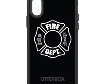 OtterBox Symmetry - Croix de Malte blanche des pompiers - iPhone d'Apple - Galaxy Samsung - Monogramme personnalisé PERSONNALISÉ