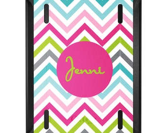 Custom OtterBox Defender for Apple iPad / Air / Pro / Mini - CUSTOM Monogram - Rainbow Chevron Pink Name