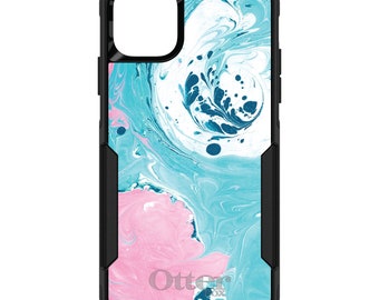 OtterBox Commuter for Apple iPhone / Samsung Galaxy (Choose Model) - Custom Monogram - Any Colors - Aqua Pink Blush Marble Print