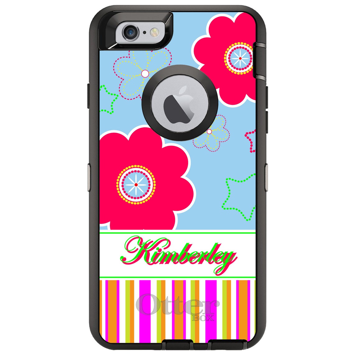 Pink Flowers Otterbox Defender / Apple Iphone choose Model / Etsy