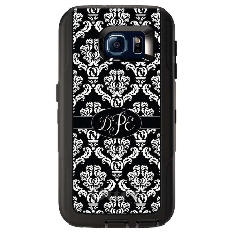 Choose Model Black Oval Damask Ribbon Custom OtterBox Defender for Galaxy S Galaxy Note