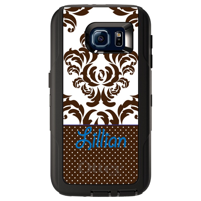 Choose Model Brown White Damask Dots Blue Custom OtterBox Defender for Galaxy S Galaxy Note