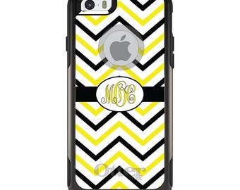 OtterBox Commuter for Apple iPhone / Samsung Galaxy (Choose Model) - Custom Monogram or Image - Black Yellow White Chevron Stripes