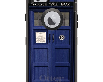 TARDIS OtterBox Defender / Apple iPhone or Samsung Galaxy / Blue Police Call Box / Custom Personalized Monogrammed / Any Color / Any Font